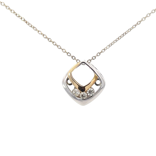 Square Two-Tone Diamond Pendant