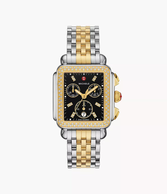 DECO TWO-TONE 18K GOLD-PLATED DIAMOND WATCH