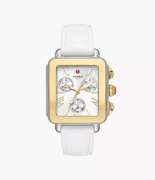 DECO SPORT CHRONOGRAPH GOLD-PLATED WHITE SILICONE WATCH