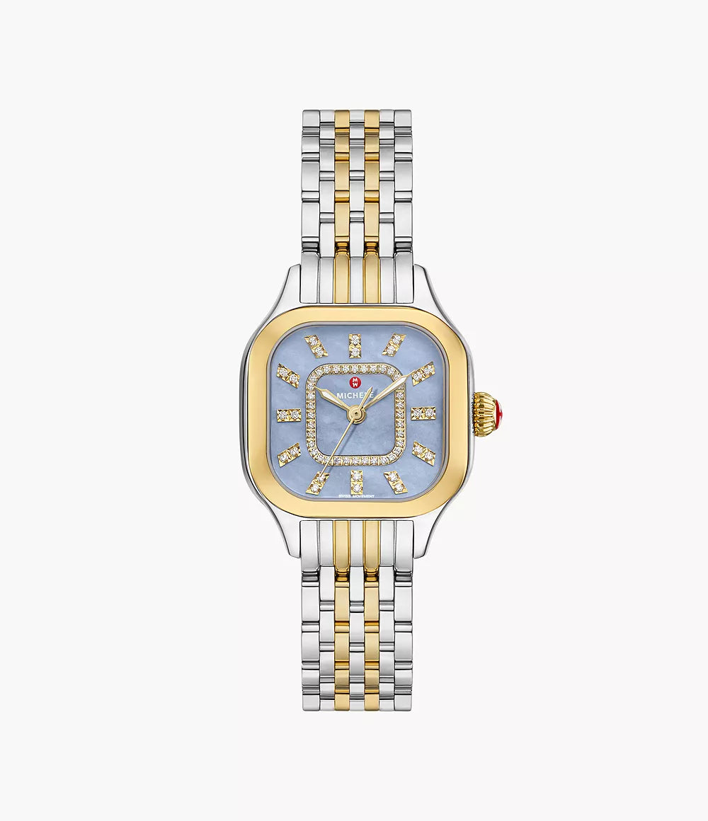 MEGGIE TWO-TONE 18K GOLD-PLATED DIAMOND DIAL WATCH