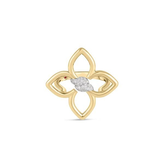 18K YELLOW/WHITE GOLD CIALOMA SMALL DIAMOND FLOWER RING