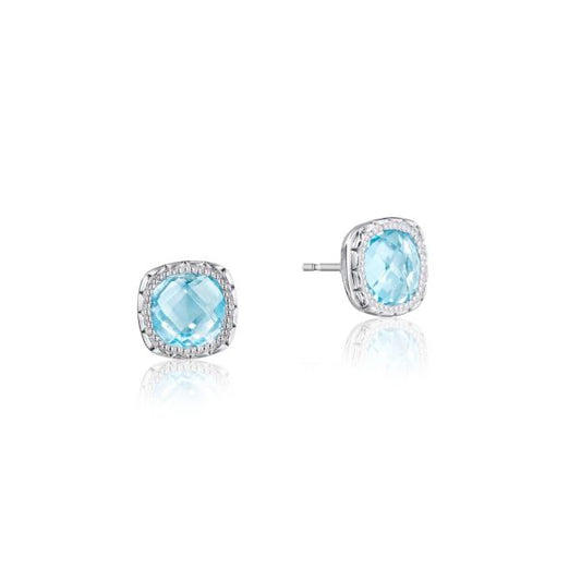 CUSHION GEM EARRINGS WITH SKY BLUE TOPAZ