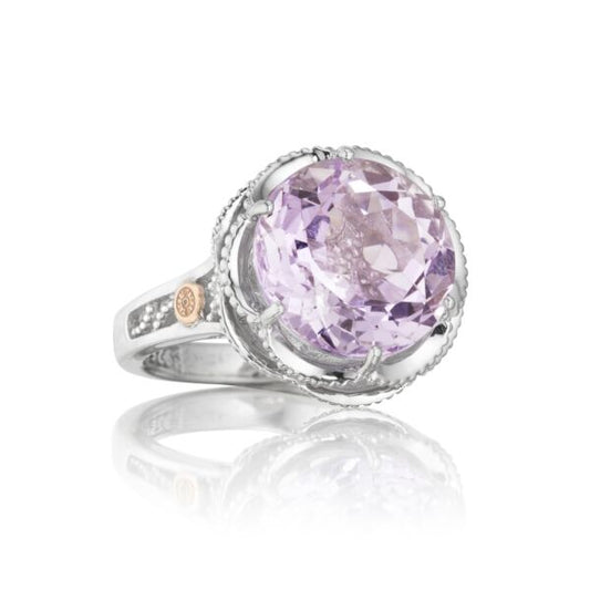 CRESCENT GEM RING FEATURING ROSE AMETHYST